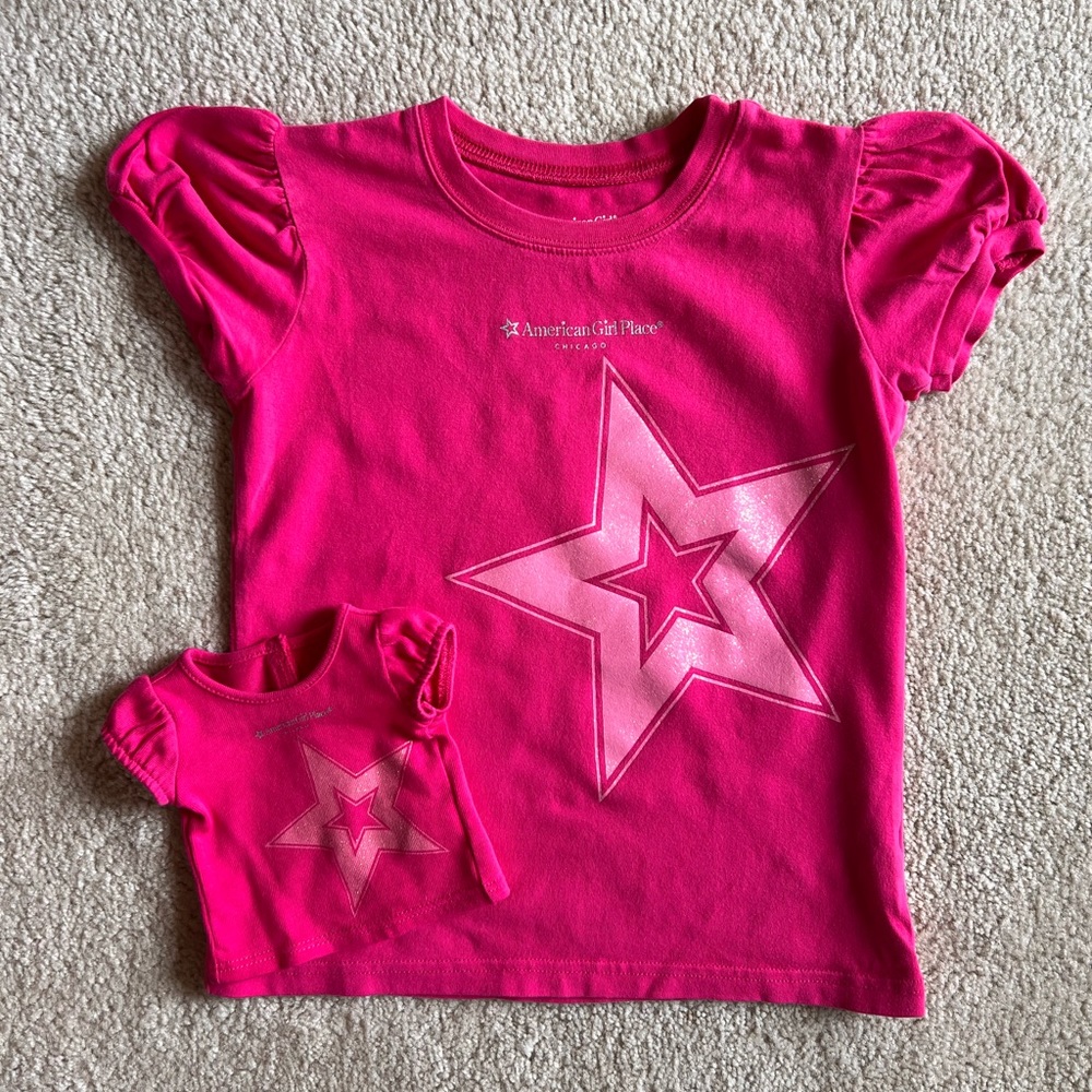 American Girl Place Pink Shirt Chicago Star size small matching doll shirt